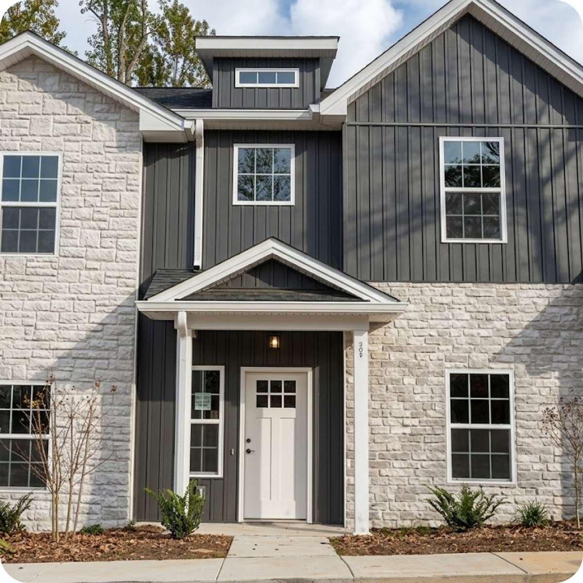 Misty Exterior Townhome Front